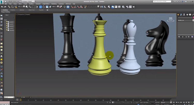 3ds Max rendering chess pieces