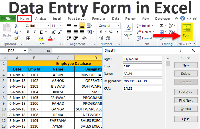 Excel Forms Examples Or How To Create Data Entry 