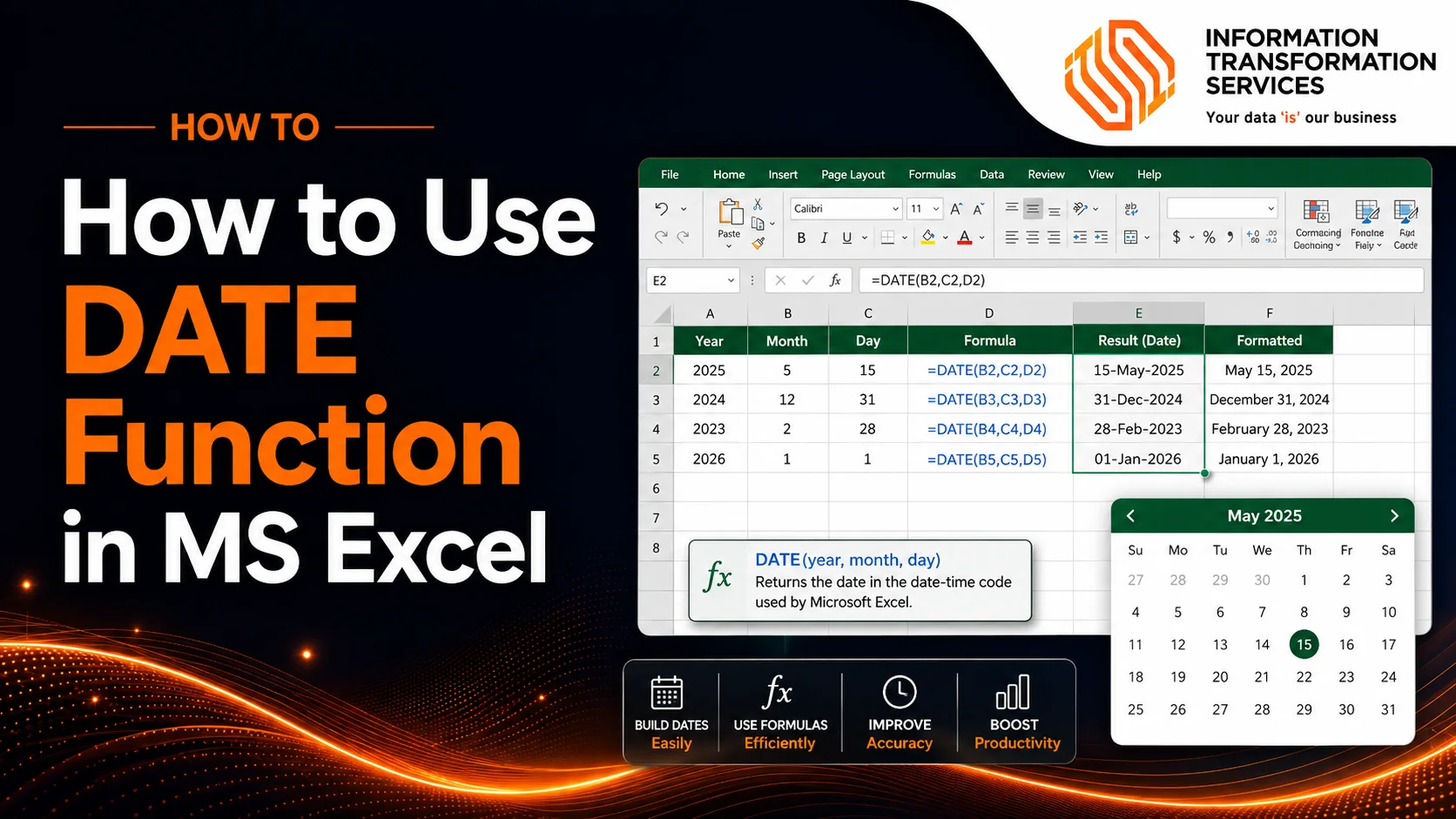 How to use DATE FUNCTION in MS EXCEL?