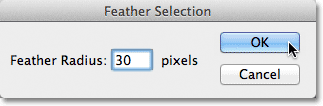 The Feather Selection dialog box in Photoshop. 