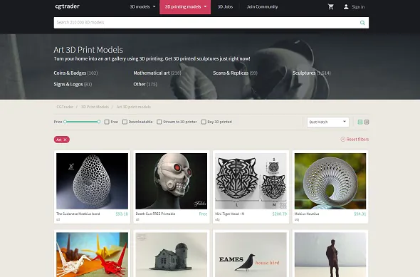 CGTrader offers a website section that focuses on 3D printable models only.