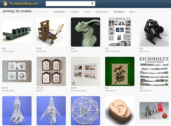 Premium, high-end 3D designs can be downloaded on TurboSquid.