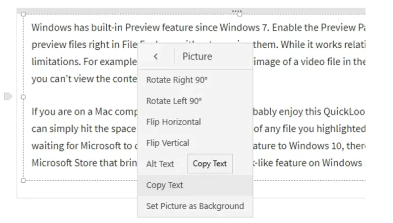 Microsoft OneNote Copy Texts from Picture