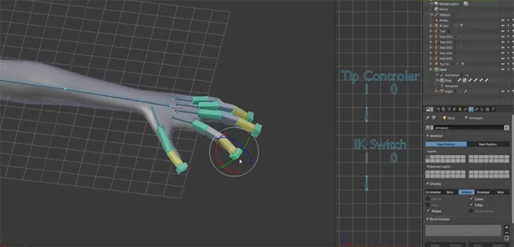 Rigging a hand in blender