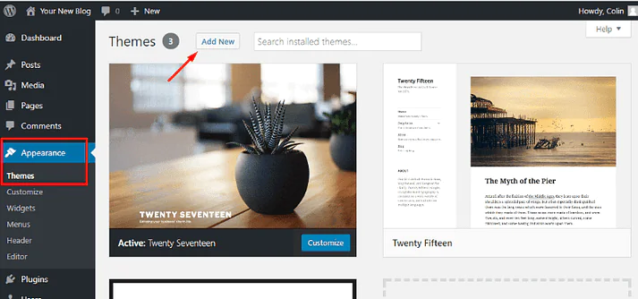 Adding a new WordPress theme to a free WordPress blog