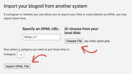 Importing blogroll