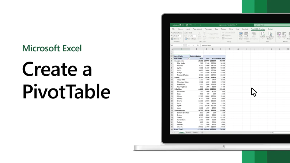 Create a PivotTable to analyze worksheet data