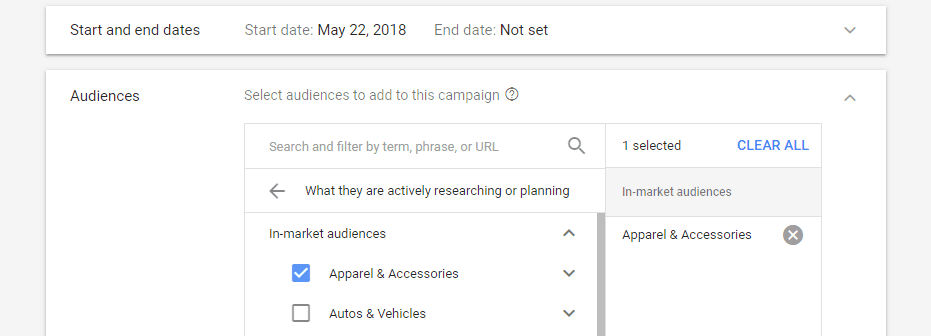 Setting your campaign's dates and target audiences.