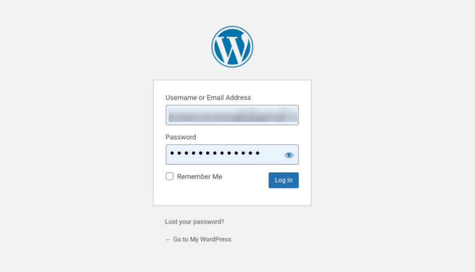 The WordPress login screen.