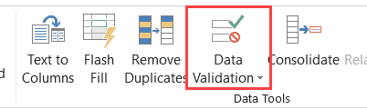 Data Validation Option in the Ribbon