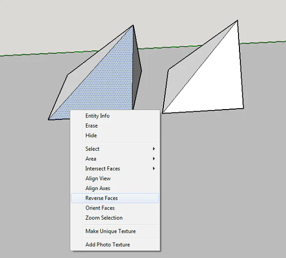 reverse inverted faces normals in sketchup