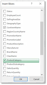 Excel Insert Slicers