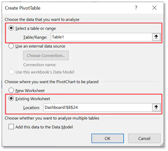 Excel PivotTable Dialog