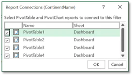 Excel Slicer Report Connections
