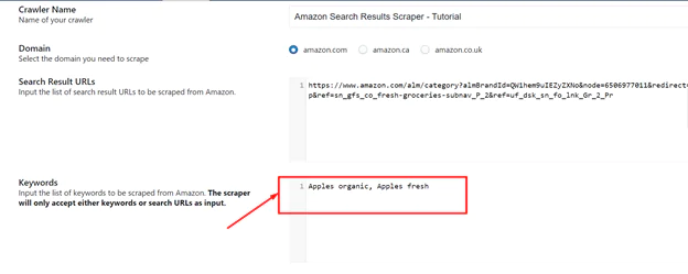 keywords-field-in-Amazon-scraper