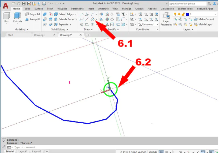 Making regions (circles in this case)