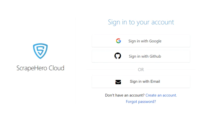 ScrapeHero-cloud's-login-page