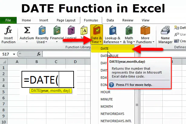 Excel DATE Function (Formula, Examples) | How to Use DATE Function?