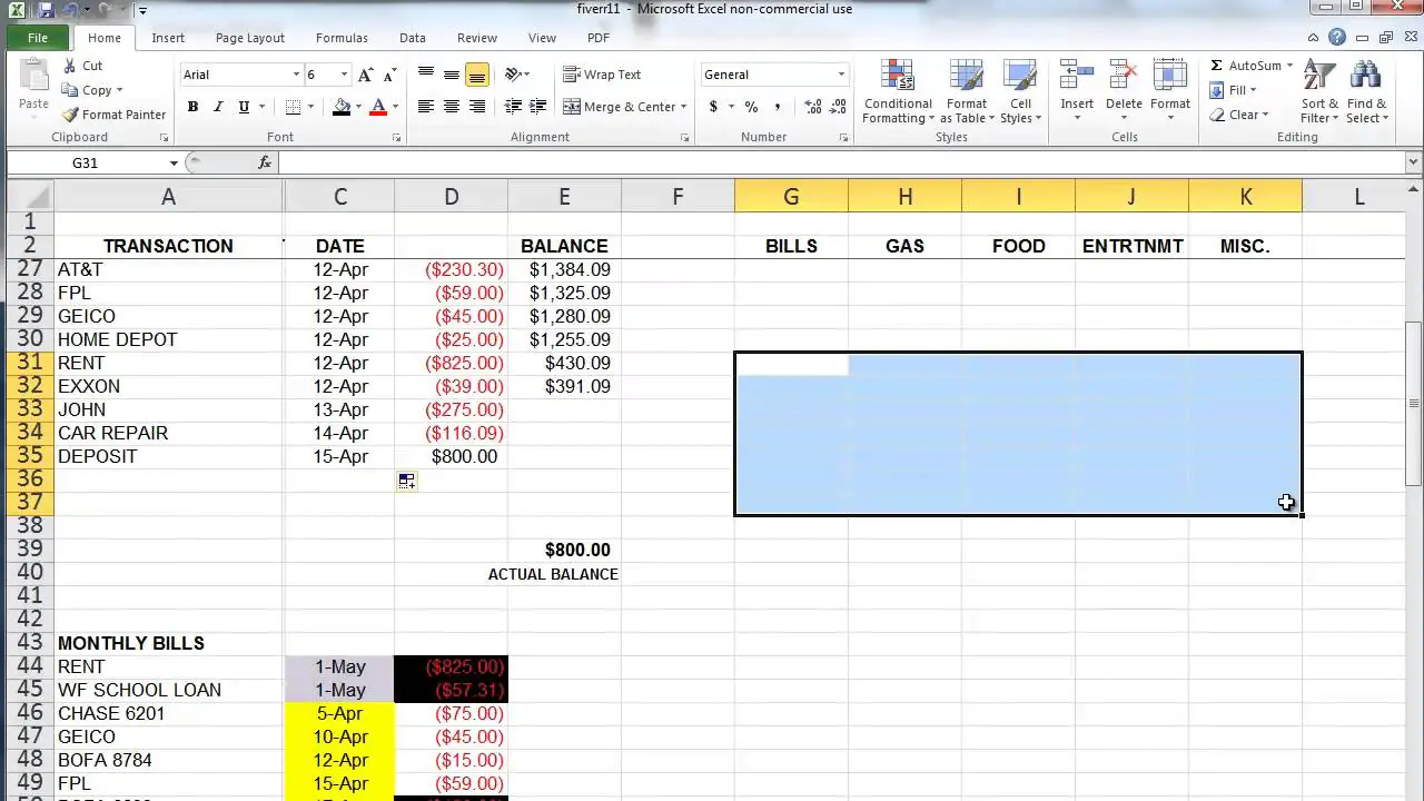 How to create a budget in MS Excel?