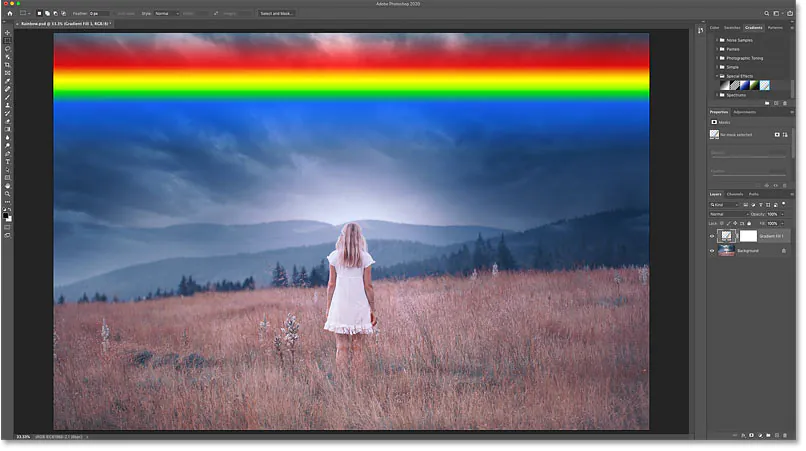 The result after dropping the Russell's Rainbow gradient onto the image