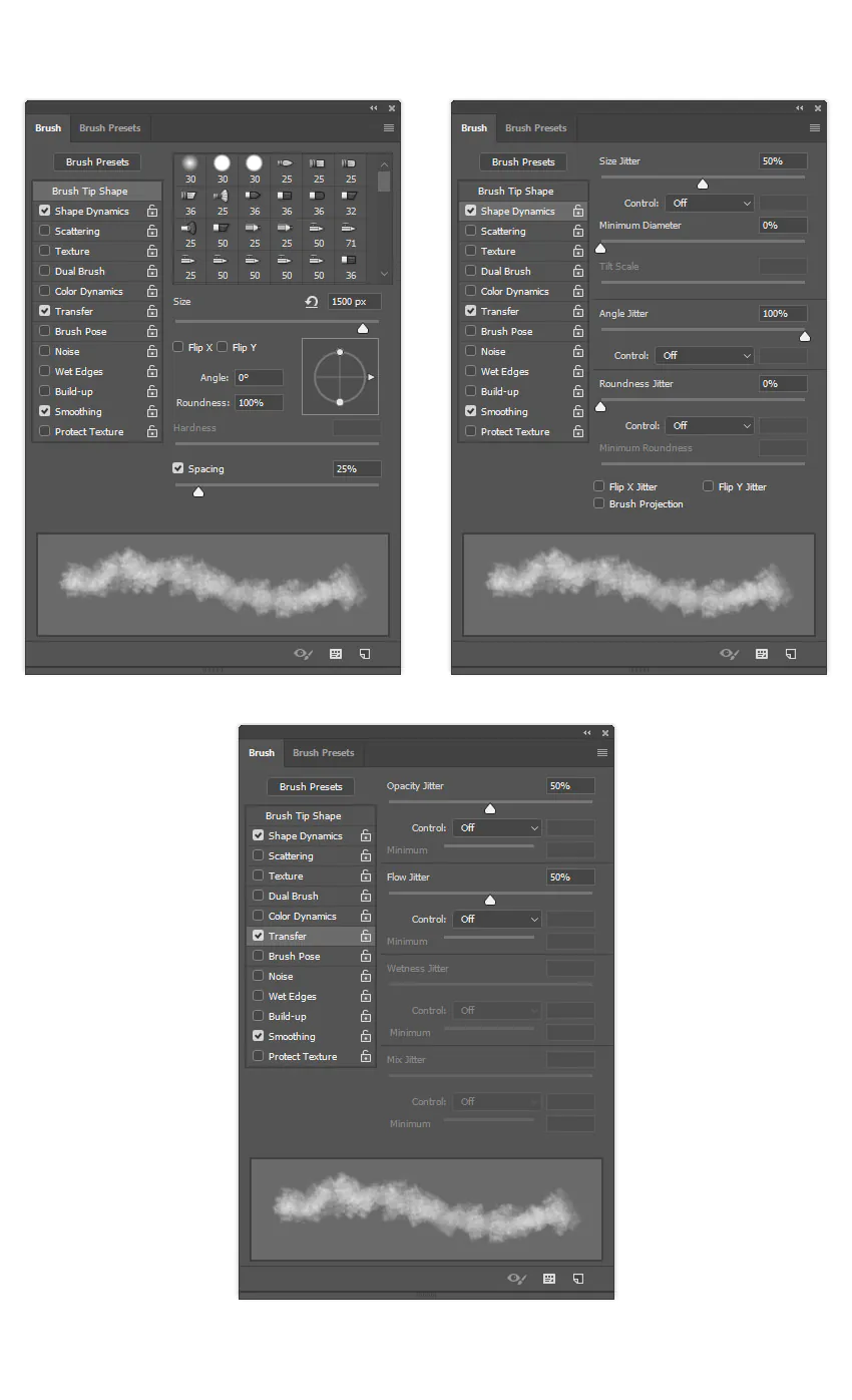 Adjusting brush settings