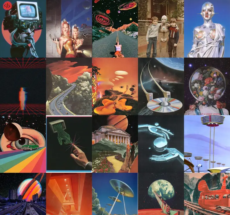 RETRO FUTURISM Wall Collage Kit 50/85/125/165/200 pcs image 1