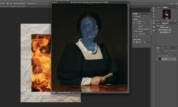Screenshot of a subject window in Photoshop for digital collage