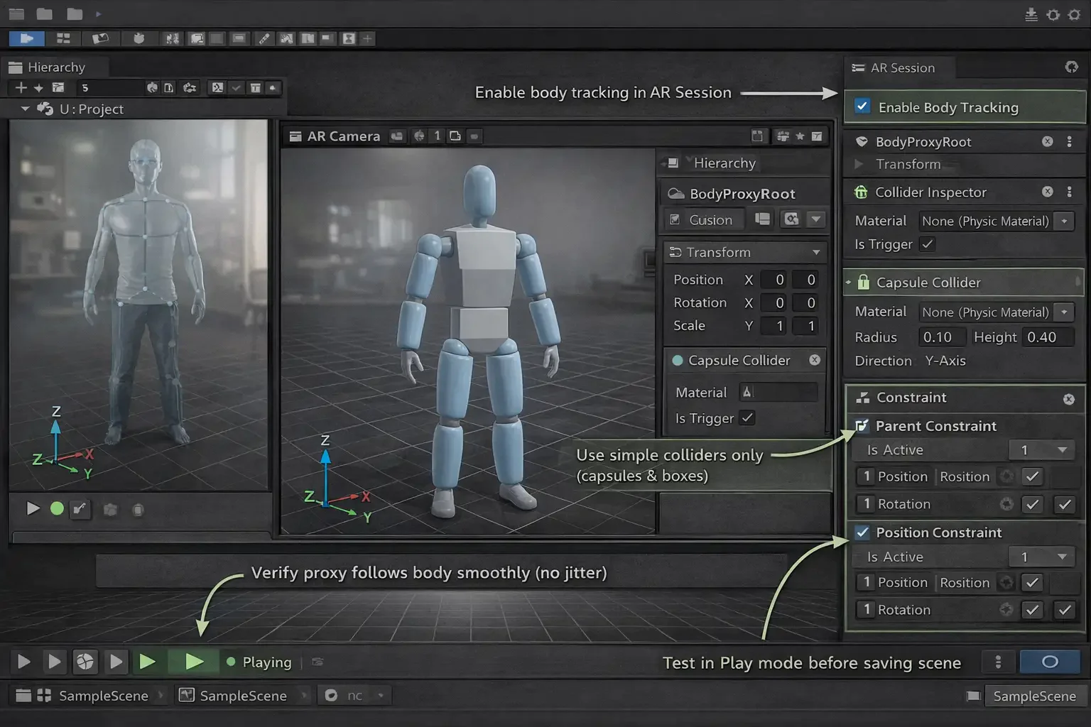 Enable Body Tracking and Create the Collision Body Proxy