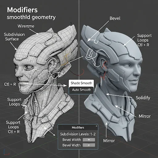 Apply Modifiers for Smooth and Controlled Geometry