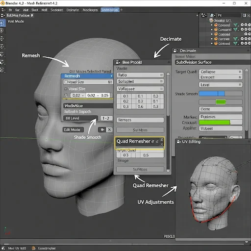 Refine the Mesh and Create Clean Topology in Blender