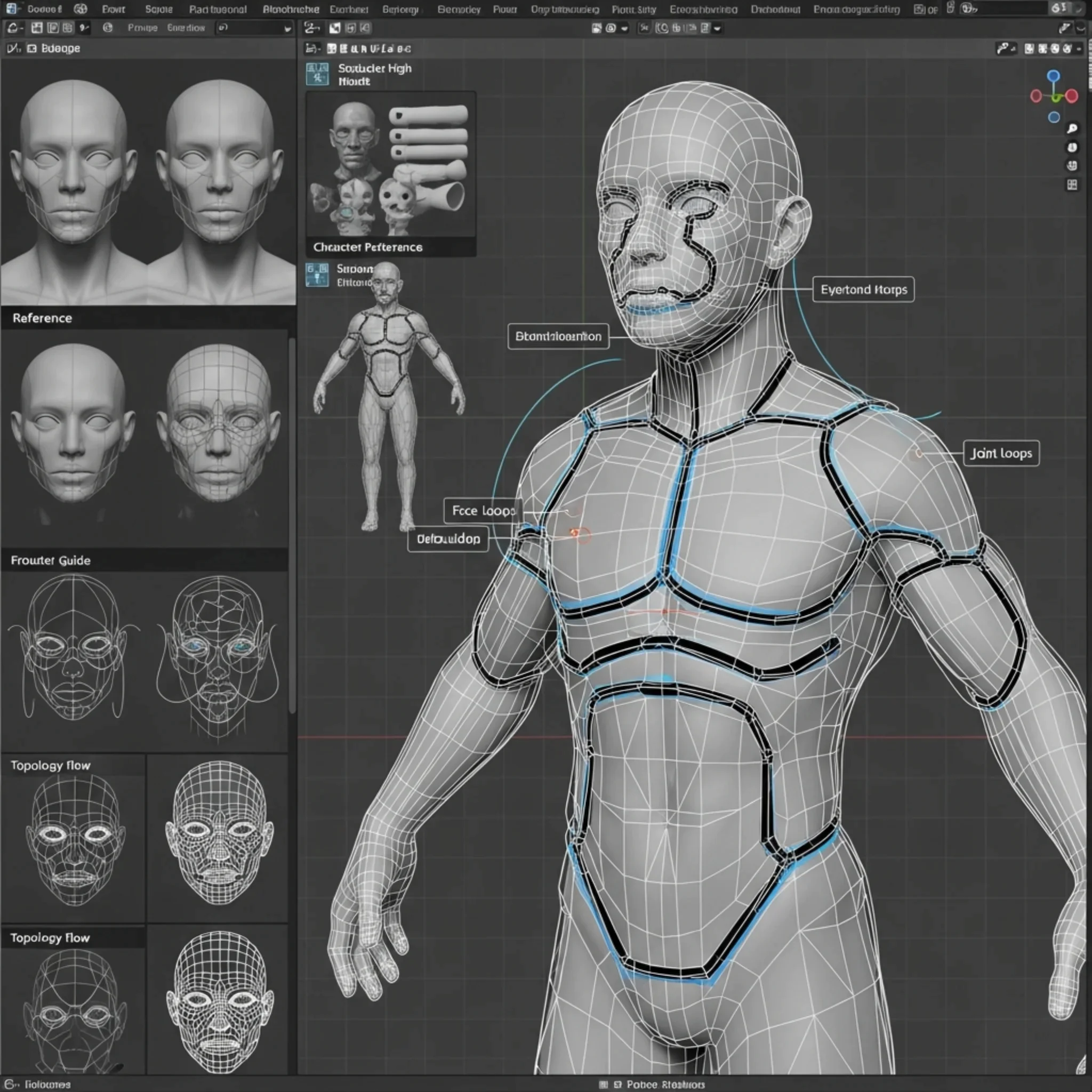 Character Retopology and Animation Setup