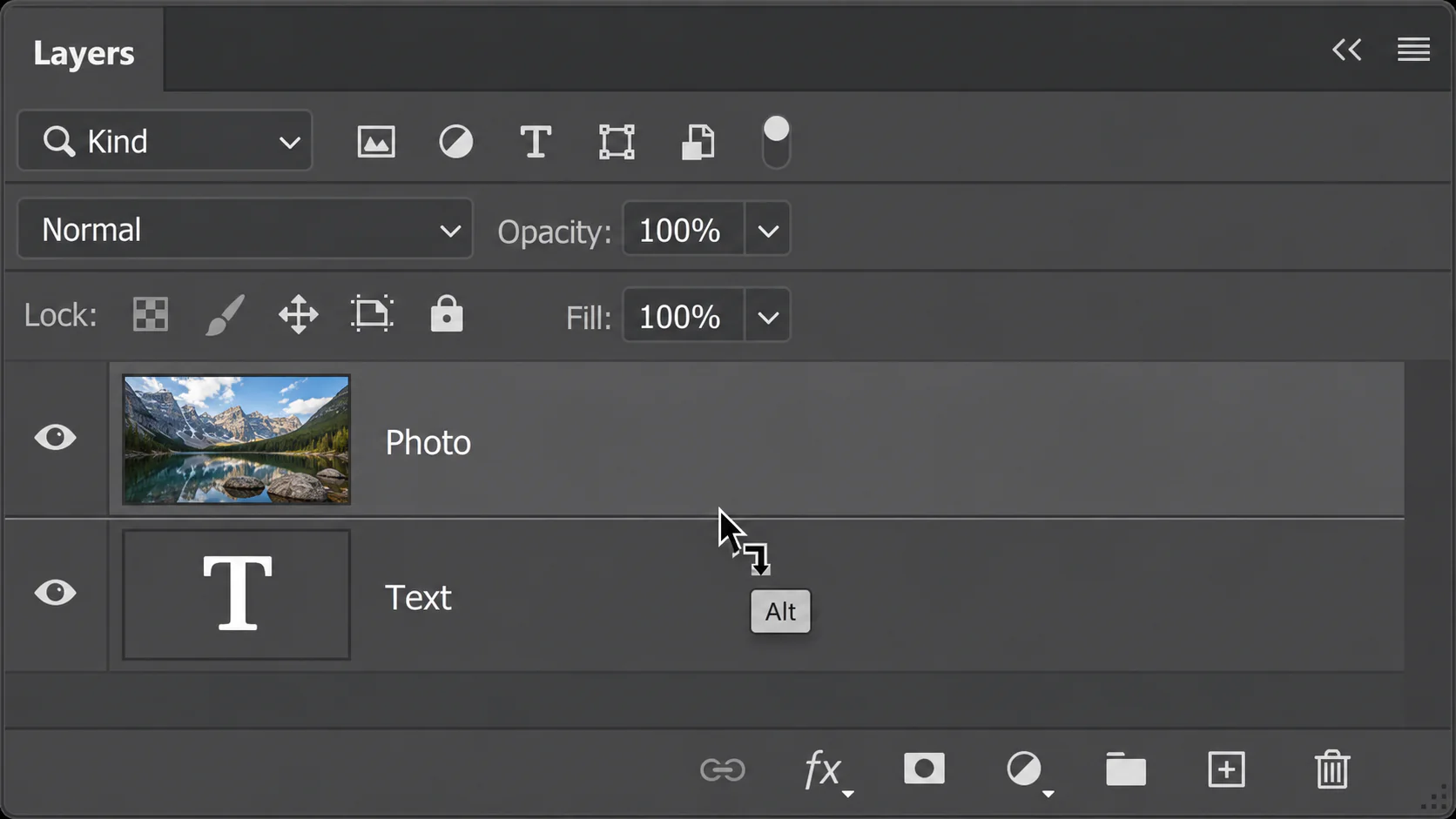 Alt/Option + Click Between Layers